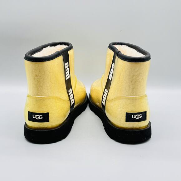 UGG Boots Womens 7 Yellow Beige Classic Clear Mini Ankle Shearling Waterproof - Picture 8 of 12